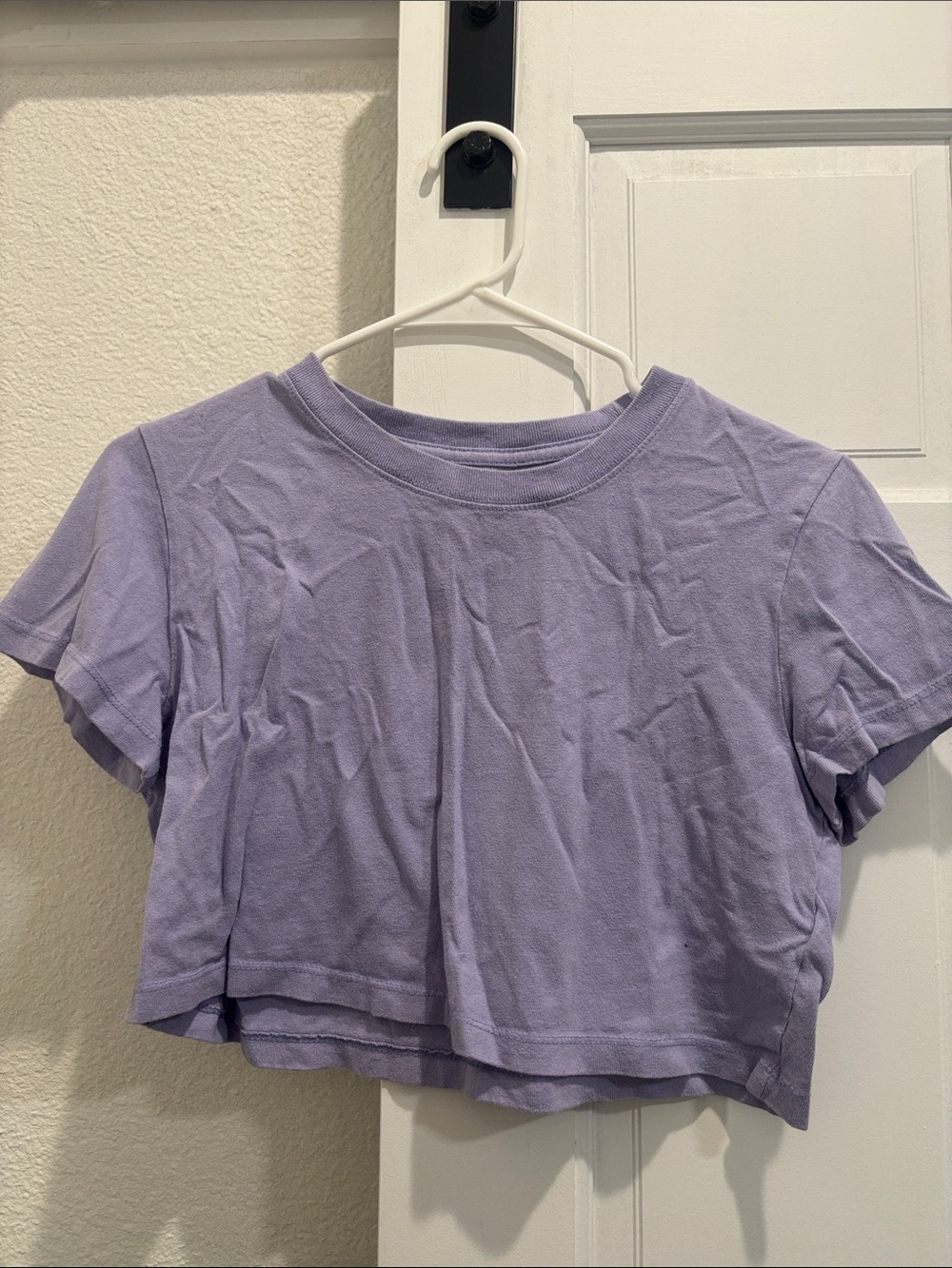 BDG Lavender Cropped Tee - Short Sleeve Crew Neck